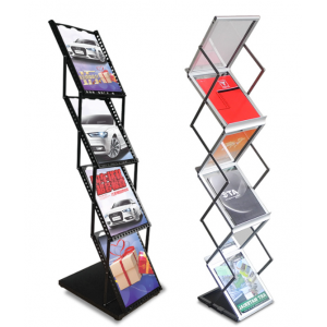 A4铝合金折叠资料架报刊架亚克力展会收纳落地中古杂志拍摄书架